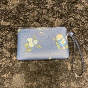 Tossed Daisy Print Genuine Coach Wristlet